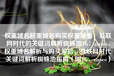 权重域名权重域名购买权重域名，互联网时代的关键词解析蜘蛛池TG：zzcseo，权重域名解析与购买策略，互联网时代关键词解析蜘蛛池指南（附TG，zzcseo）