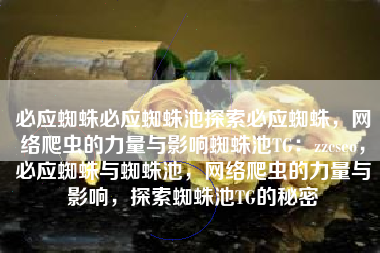 必应蜘蛛必应蜘蛛池探索必应蜘蛛，网络爬虫的力量与影响蜘蛛池TG：zzcseo，必应蜘蛛与蜘蛛池，网络爬虫的力量与影响，探索蜘蛛池TG的秘密