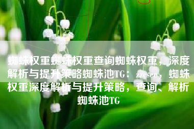蜘蛛权重蜘蛛权重查询蜘蛛权重，深度解析与提升策略蜘蛛池TG：zzcseo，蜘蛛权重深度解析与提升策略，查询、解析蜘蛛池TG