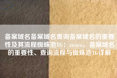 备案域名备案域名查询备案域名的重要性及其流程蜘蛛池TG：zzcseo，备案域名的重要性、查询流程与蜘蛛池TG详解