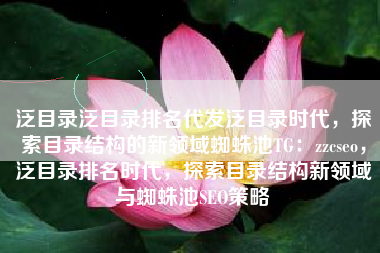 泛目录泛目录排名代发泛目录时代，探索目录结构的新领域蜘蛛池TG：zzcseo，泛目录排名时代，探索目录结构新领域与蜘蛛池SEO策略