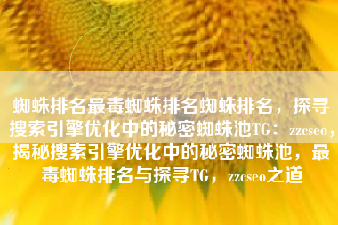 蜘蛛排名最毒蜘蛛排名蜘蛛排名，探寻搜索引擎优化中的秘密蜘蛛池TG：zzcseo，揭秘搜索引擎优化中的秘密蜘蛛池，最毒蜘蛛排名与探寻TG，zzcseo之道
