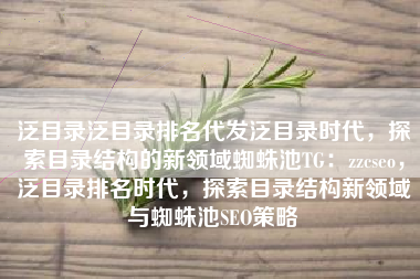 泛目录泛目录排名代发泛目录时代，探索目录结构的新领域蜘蛛池TG：zzcseo，泛目录排名时代，探索目录结构新领域与蜘蛛池SEO策略
