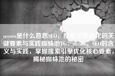 seoseo是什么意思SEO，搜索引擎优化的关键要素与实践蜘蛛池TG：zzcseo，SEO的含义与实践，掌握搜索引擎优化核心要素，揭秘蜘蛛池的秘密
