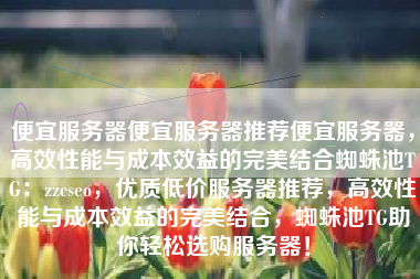 便宜服务器便宜服务器推荐便宜服务器，高效性能与成本效益的完美结合蜘蛛池TG：zzcseo，优质低价服务器推荐，高效性能与成本效益的完美结合，蜘蛛池TG助你轻松选购服务器！