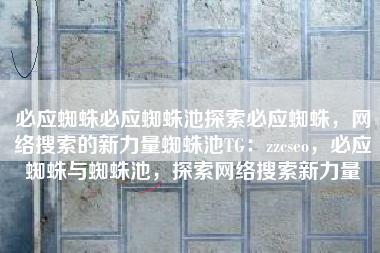 必应蜘蛛必应蜘蛛池探索必应蜘蛛，网络搜索的新力量蜘蛛池TG：zzcseo，必应蜘蛛与蜘蛛池，探索网络搜索新力量