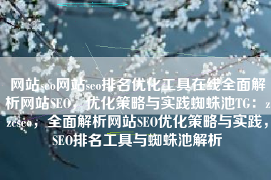 网站seo网站seo排名优化工具在线全面解析网站SEO，优化策略与实践蜘蛛池TG：zzcseo，全面解析网站SEO优化策略与实践，SEO排名工具与蜘蛛池解析