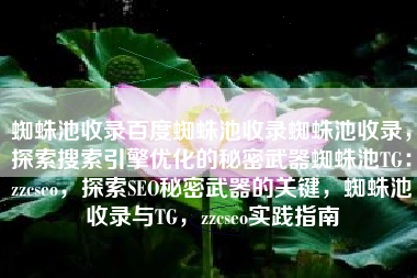 蜘蛛池收录百度蜘蛛池收录蜘蛛池收录，探索搜索引擎优化的秘密武器蜘蛛池TG：zzcseo，探索SEO秘密武器的关键，蜘蛛池收录与TG，zzcseo实践指南