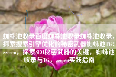 蜘蛛池收录百度蜘蛛池收录蜘蛛池收录，探索搜索引擎优化的秘密武器蜘蛛池TG：zzcseo，探索SEO秘密武器的关键，蜘蛛池收录与TG，zzcseo实践指南