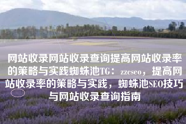 网站收录网站收录查询提高网站收录率的策略与实践蜘蛛池TG：zzcseo，提高网站收录率的策略与实践，蜘蛛池SEO技巧与网站收录查询指南