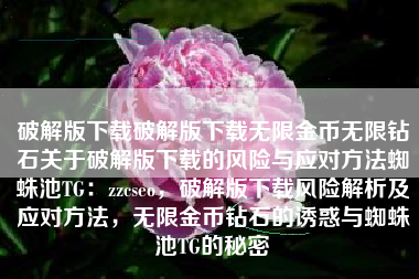 破解版下载破解版下载无限金币无限钻石关于破解版下载的风险与应对方法蜘蛛池TG：zzcseo，破解版下载风险解析及应对方法，无限金币钻石的诱惑与蜘蛛池TG的秘密