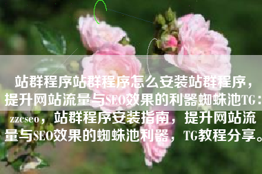 站群程序站群程序怎么安装站群程序，提升网站流量与SEO效果的利器蜘蛛池TG：zzcseo，站群程序安装指南，提升网站流量与SEO效果的蜘蛛池利器，TG教程分享。