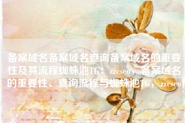 备案域名备案域名查询备案域名的重要性及其流程蜘蛛池TG：zzcseo，备案域名的重要性、查询流程与蜘蛛池TG，zzcseo