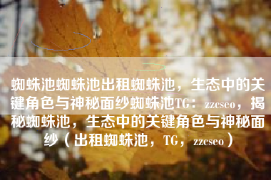 蜘蛛池蜘蛛池出租蜘蛛池，生态中的关键角色与神秘面纱蜘蛛池TG：zzcseo，揭秘蜘蛛池，生态中的关键角色与神秘面纱（出租蜘蛛池，TG，zzcseo）