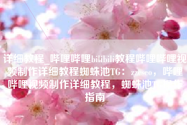 详细教程_哔哩哔哩bilibili教程哔哩哔哩视频制作详细教程蜘蛛池TG：zzcseo，哔哩哔哩视频制作详细教程，蜘蛛池TG操作指南