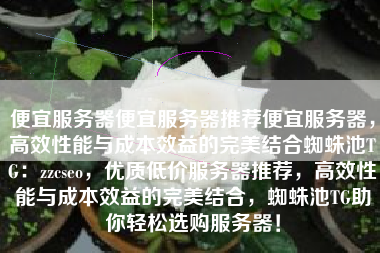 便宜服务器便宜服务器推荐便宜服务器，高效性能与成本效益的完美结合蜘蛛池TG：zzcseo，优质低价服务器推荐，高效性能与成本效益的完美结合，蜘蛛池TG助你轻松选购服务器！