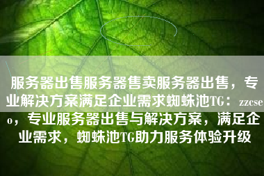 服务器出售服务器售卖服务器出售，专业解决方案满足企业需求蜘蛛池TG：zzcseo，专业服务器出售与解决方案，满足企业需求，蜘蛛池TG助力服务体验升级