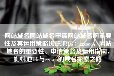 网站域名网站域名申请网站域名的重要性及其运用策略蜘蛛池TG：zzcseo，网站域名的重要性、申请策略及运用指南，蜘蛛池TG与zzcseo的域名探索之路