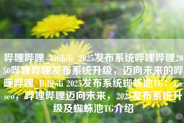 哔哩哔哩_bilibili_2025发布系统哔哩哔哩2050哔哩哔哩发布系统升级，迈向未来的哔哩哔哩_Bilibili 2025发布系统蜘蛛池TG：zzcseo，哔哩哔哩迈向未来，2025发布系统升级及蜘蛛池TG介绍