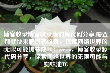 博客收录博客收录集的源代码分享,需要那就快来吧博客收录，探索网络世界的无限可能蜘蛛池TG：zzcseo，博客收录源代码分享，探索网络世界的无限可能与蜘蛛池TG