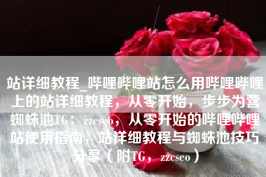 站详细教程_哔哩哔哩站怎么用哔哩哔哩上的站详细教程，从零开始，步步为营蜘蛛池TG：zzcseo，从零开始的哔哩哔哩站使用指南，站详细教程与蜘蛛池技巧分享（附TG，zzcseo）