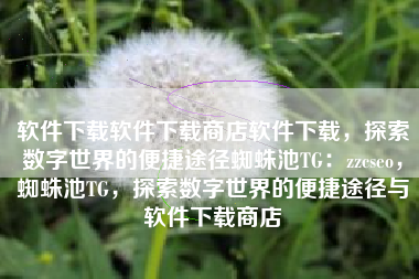 软件下载软件下载商店软件下载，探索数字世界的便捷途径蜘蛛池TG：zzcseo，蜘蛛池TG，探索数字世界的便捷途径与软件下载商店