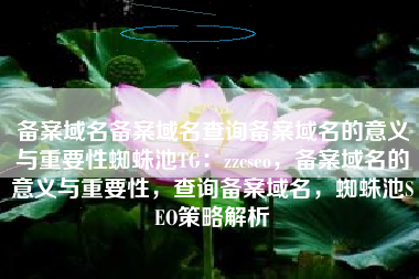 备案域名备案域名查询备案域名的意义与重要性蜘蛛池TG：zzcseo，备案域名的意义与重要性，查询备案域名，蜘蛛池SEO策略解析