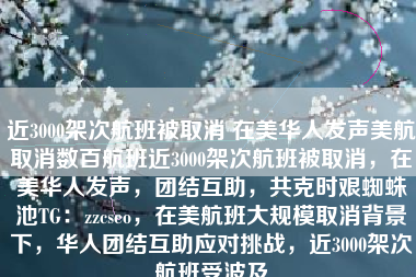 近3000架次航班被取消 在美华人发声美航取消数百航班近3000架次航班被取消，在美华人发声，团结互助，共克时艰蜘蛛池TG：zzcseo，在美航班大规模取消背景下，华人团结互助应对挑战，近3000架次航班受波及