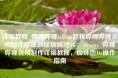 详细教程_哔哩哔哩bilibili教程哔哩哔哩视频制作详细教程蜘蛛池TG：zzcseo，哔哩哔哩视频制作详细教程，蜘蛛池TG操作指南