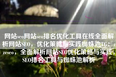网站seo网站seo排名优化工具在线全面解析网站SEO，优化策略与实践蜘蛛池TG：zzcseo，全面解析网站SEO优化策略与实践，SEO排名工具与蜘蛛池解析