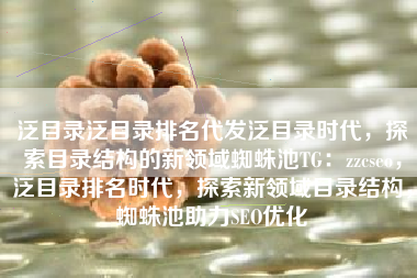 泛目录泛目录排名代发泛目录时代，探索目录结构的新领域蜘蛛池TG：zzcseo，泛目录排名时代，探索新领域目录结构，蜘蛛池助力SEO优化