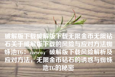 破解版下载破解版下载无限金币无限钻石关于破解版下载的风险与应对方法蜘蛛池TG：zzcseo，破解版下载风险解析及应对方法，无限金币钻石的诱惑与蜘蛛池TG的秘密