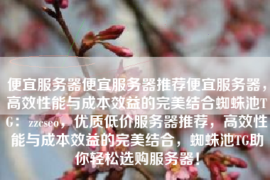 便宜服务器便宜服务器推荐便宜服务器，高效性能与成本效益的完美结合蜘蛛池TG：zzcseo，优质低价服务器推荐，高效性能与成本效益的完美结合，蜘蛛池TG助你轻松选购服务器！