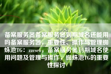 备案服务器备案服务器到期域名还能用吗备案服务器，重要性、操作与管理蜘蛛池TG：zzcseo，备案服务器到期域名使用问题及管理与操作，蜘蛛池TG的重要性探讨