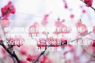 必应蜘蛛必应蜘蛛池探索必应蜘蛛，网络爬虫的力量与影响蜘蛛池TG：zzcseo，必应蜘蛛与蜘蛛池的秘密，网络爬虫的力量与影响