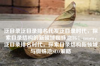 泛目录泛目录排名代发泛目录时代，探索目录结构的新领域蜘蛛池TG：zzcseo，泛目录排名时代，探索目录结构新领域与蜘蛛池SEO策略
