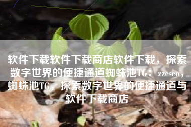 软件下载软件下载商店软件下载，探索数字世界的便捷通道蜘蛛池TG：zzcseo，蜘蛛池TG，探索数字世界的便捷通道与软件下载商店