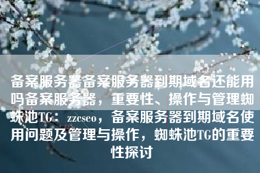 备案服务器备案服务器到期域名还能用吗备案服务器，重要性、操作与管理蜘蛛池TG：zzcseo，备案服务器到期域名使用问题及管理与操作，蜘蛛池TG的重要性探讨