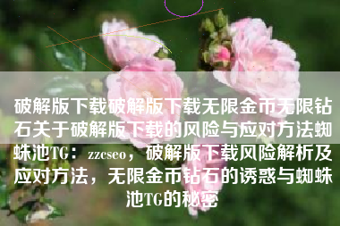 破解版下载破解版下载无限金币无限钻石关于破解版下载的风险与应对方法蜘蛛池TG：zzcseo，破解版下载风险解析及应对方法，无限金币钻石的诱惑与蜘蛛池TG的秘密