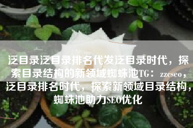泛目录泛目录排名代发泛目录时代，探索目录结构的新领域蜘蛛池TG：zzcseo，泛目录排名时代，探索新领域目录结构，蜘蛛池助力SEO优化