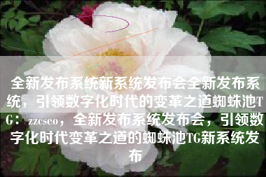 全新发布系统新系统发布会全新发布系统，引领数字化时代的变革之道蜘蛛池TG：zzcseo，全新发布系统发布会，引领数字化时代变革之道的蜘蛛池TG新系统发布