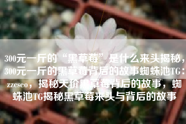 300元一斤的“黑草莓”是什么来头揭秘，300元一斤的黑草莓背后的故事蜘蛛池TG：zzcseo，揭秘天价黑草莓背后的故事，蜘蛛池TG揭秘黑草莓来头与背后的故事