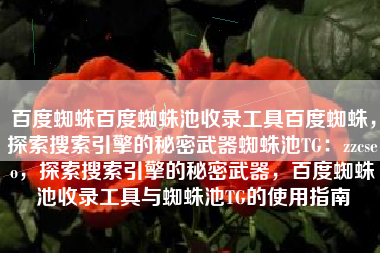 百度蜘蛛百度蜘蛛池收录工具百度蜘蛛，探索搜索引擎的秘密武器蜘蛛池TG：zzcseo，探索搜索引擎的秘密武器，百度蜘蛛池收录工具与蜘蛛池TG的使用指南