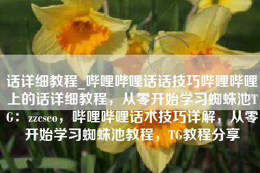 话详细教程_哔哩哔哩话话技巧哔哩哔哩上的话详细教程，从零开始学习蜘蛛池TG：zzcseo，哔哩哔哩话术技巧详解，从零开始学习蜘蛛池教程，TG教程分享