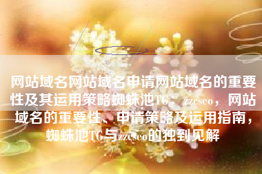 网站域名网站域名申请网站域名的重要性及其运用策略蜘蛛池TG：zzcseo，网站域名的重要性、申请策略及运用指南，蜘蛛池TG与zzcseo的独到见解