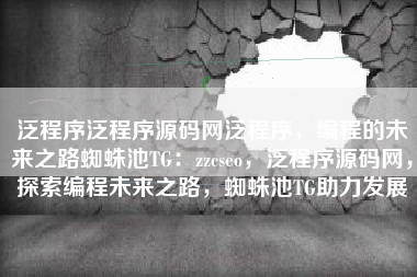 泛程序泛程序源码网泛程序，编程的未来之路蜘蛛池TG：zzcseo，泛程序源码网，探索编程未来之路，蜘蛛池TG助力发展
