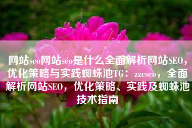 网站seo网站seo是什么全面解析网站SEO，优化策略与实践蜘蛛池TG：zzcseo，全面解析网站SEO，优化策略、实践及蜘蛛池技术指南