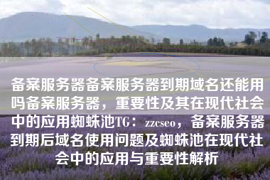 备案服务器备案服务器到期域名还能用吗备案服务器，重要性及其在现代社会中的应用蜘蛛池TG：zzcseo，备案服务器到期后域名使用问题及蜘蛛池在现代社会中的应用与重要性解析