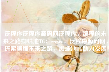 泛程序泛程序源码网泛程序，编程的未来之路蜘蛛池TG：zzcseo，泛程序源码网，探索编程未来之路，蜘蛛池TG助力发展