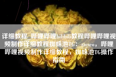详细教程_哔哩哔哩bilibili教程哔哩哔哩视频制作详细教程蜘蛛池TG：zzcseo，哔哩哔哩视频制作详细教程，蜘蛛池TG操作指南